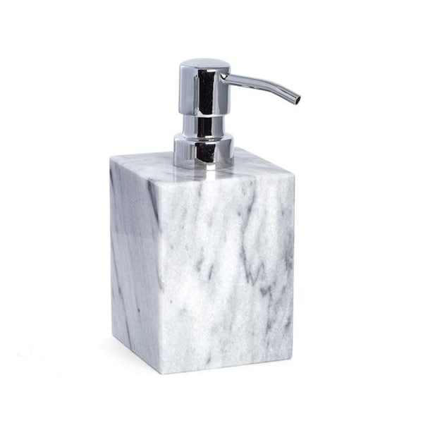Bey Berk International Bey-Berk International TT204G Marble Bath Soap Dispenser in Cloud - White & Grey TT204G - main